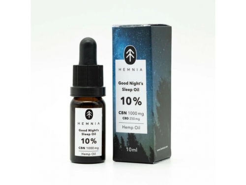Hemnia Labas nakts miega kaņepju eļļa 10%, 1000 mg CBN 250 mg CBD, 10 ml