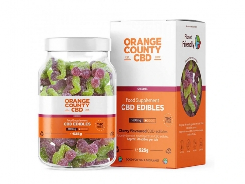 Orange County CBD Gummies ķirši, 70 gab., 1600 mg CBD, 525 g